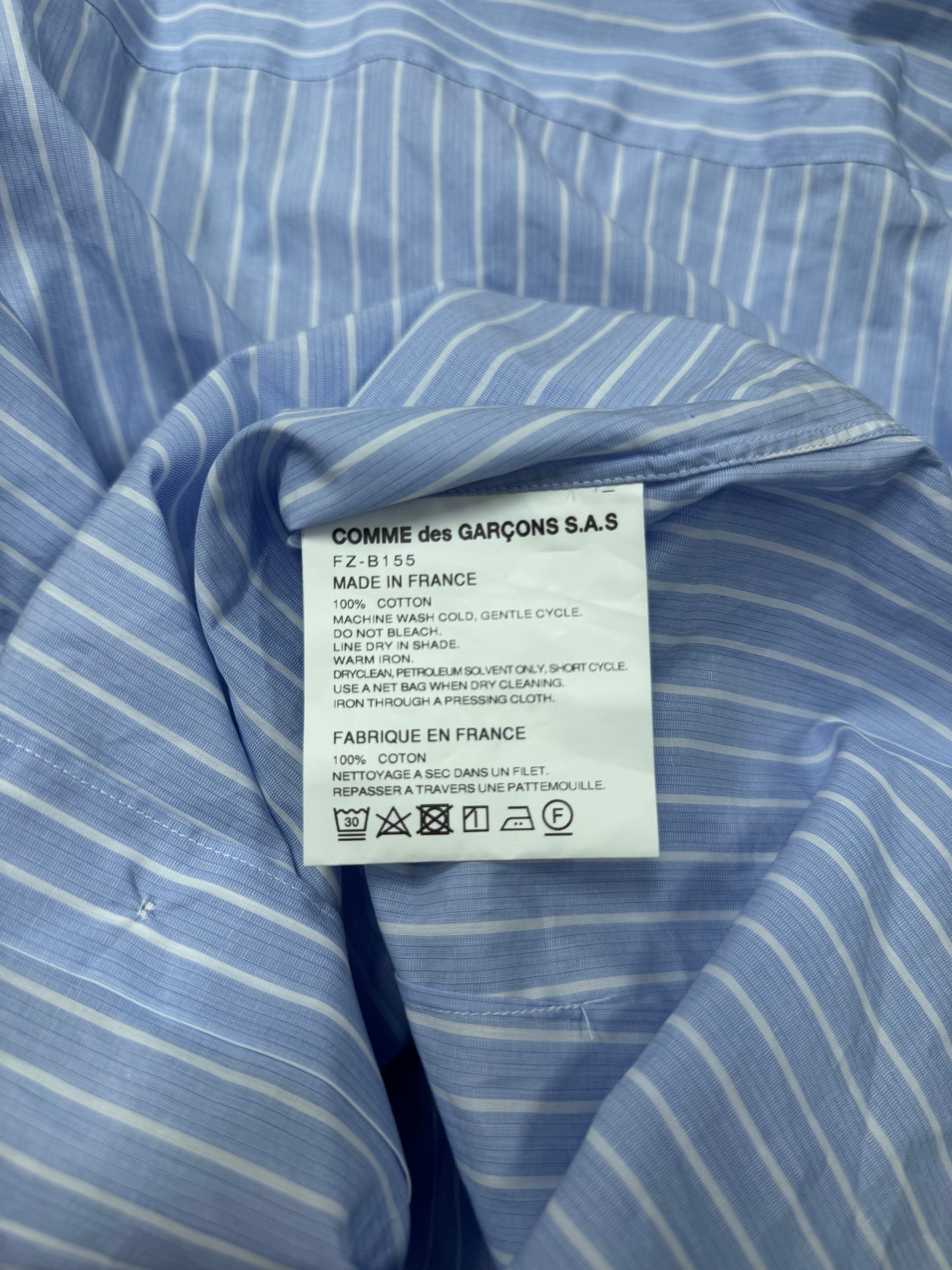 Comme Des Garçons Shirt Pinstripe Blue/White Button Up Shirt