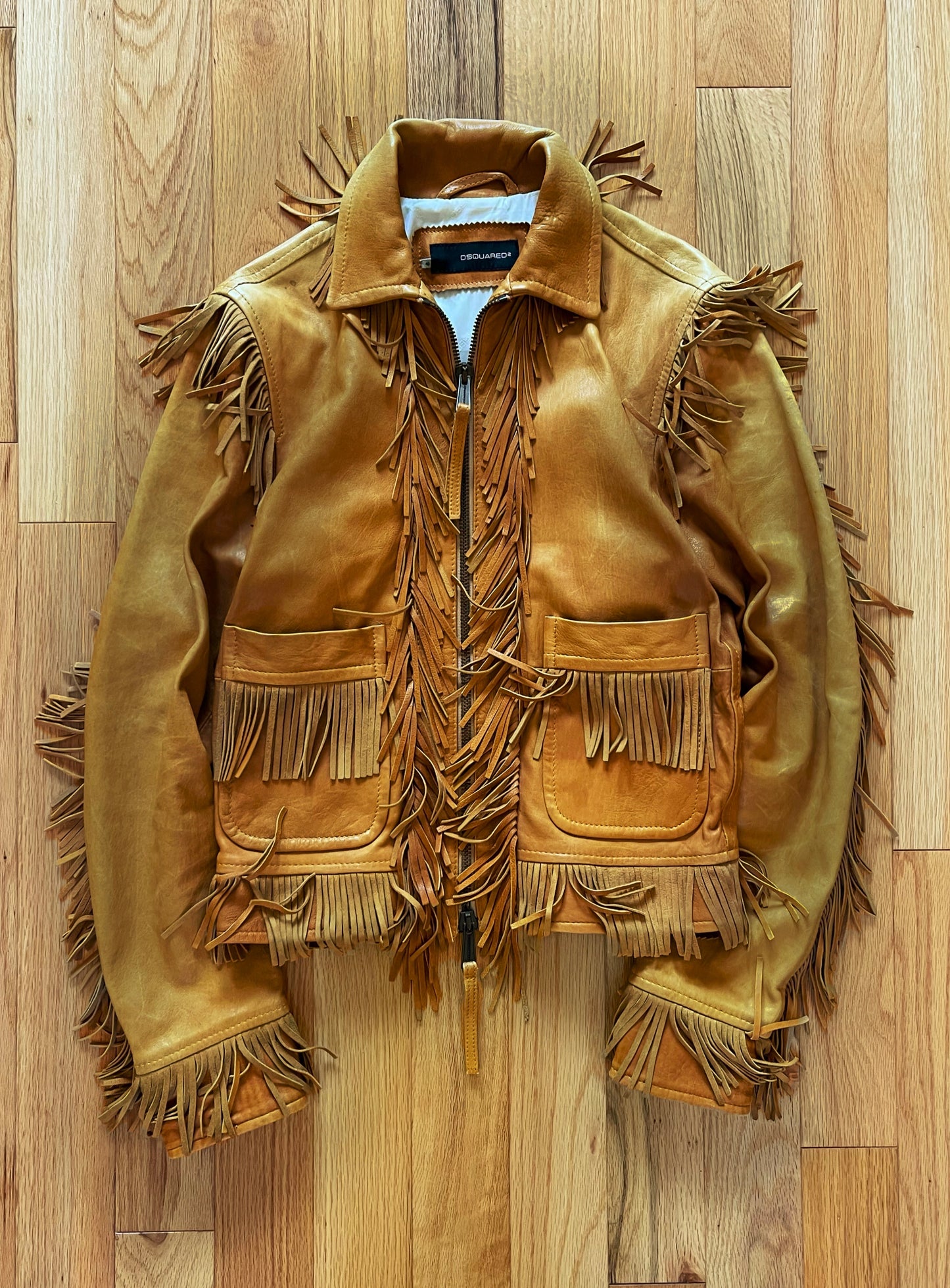 SS2006 Dsquared2 Fringe Tasseled Brown Leather Jacket