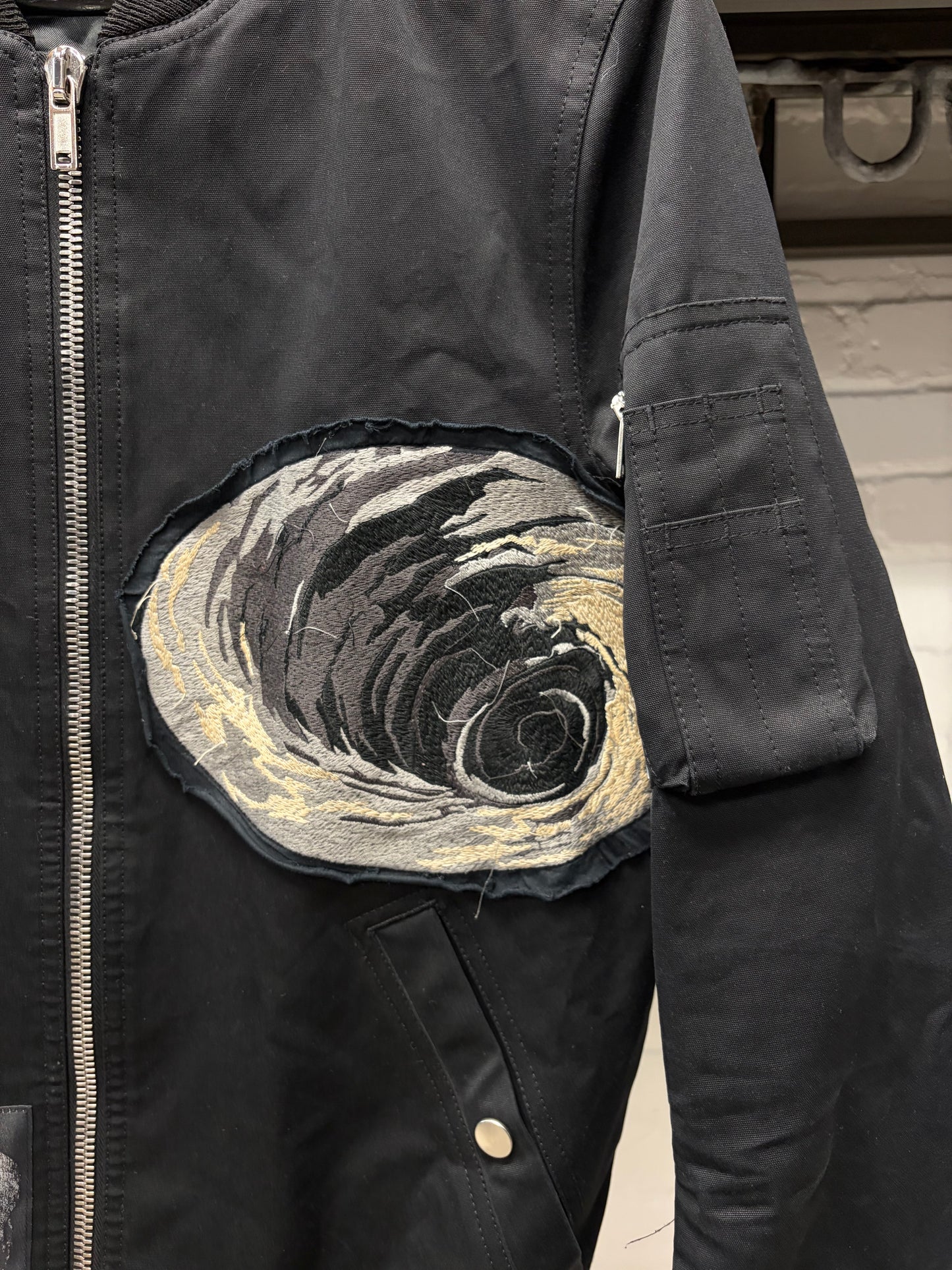 SS2017 Rick Owens ‘Walrus’ Patchwork Black Cotton Canvas Bomber Jacket
