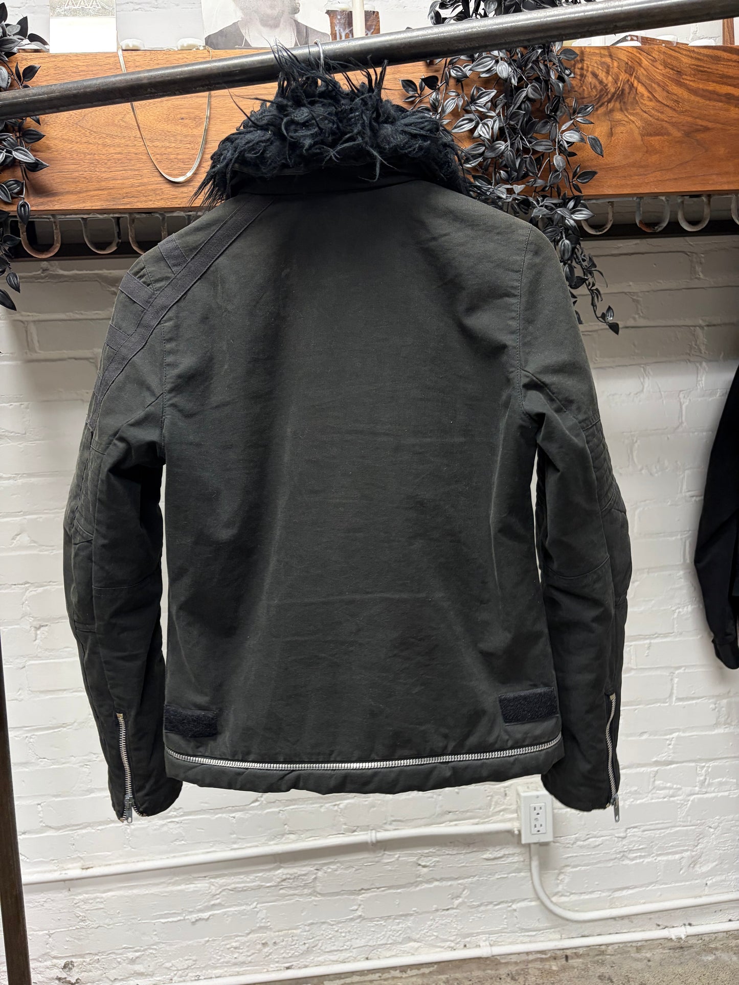 AW1999 Helmut Lang ‘Astro Parka’ Fur Hood Cropped Black Jacket