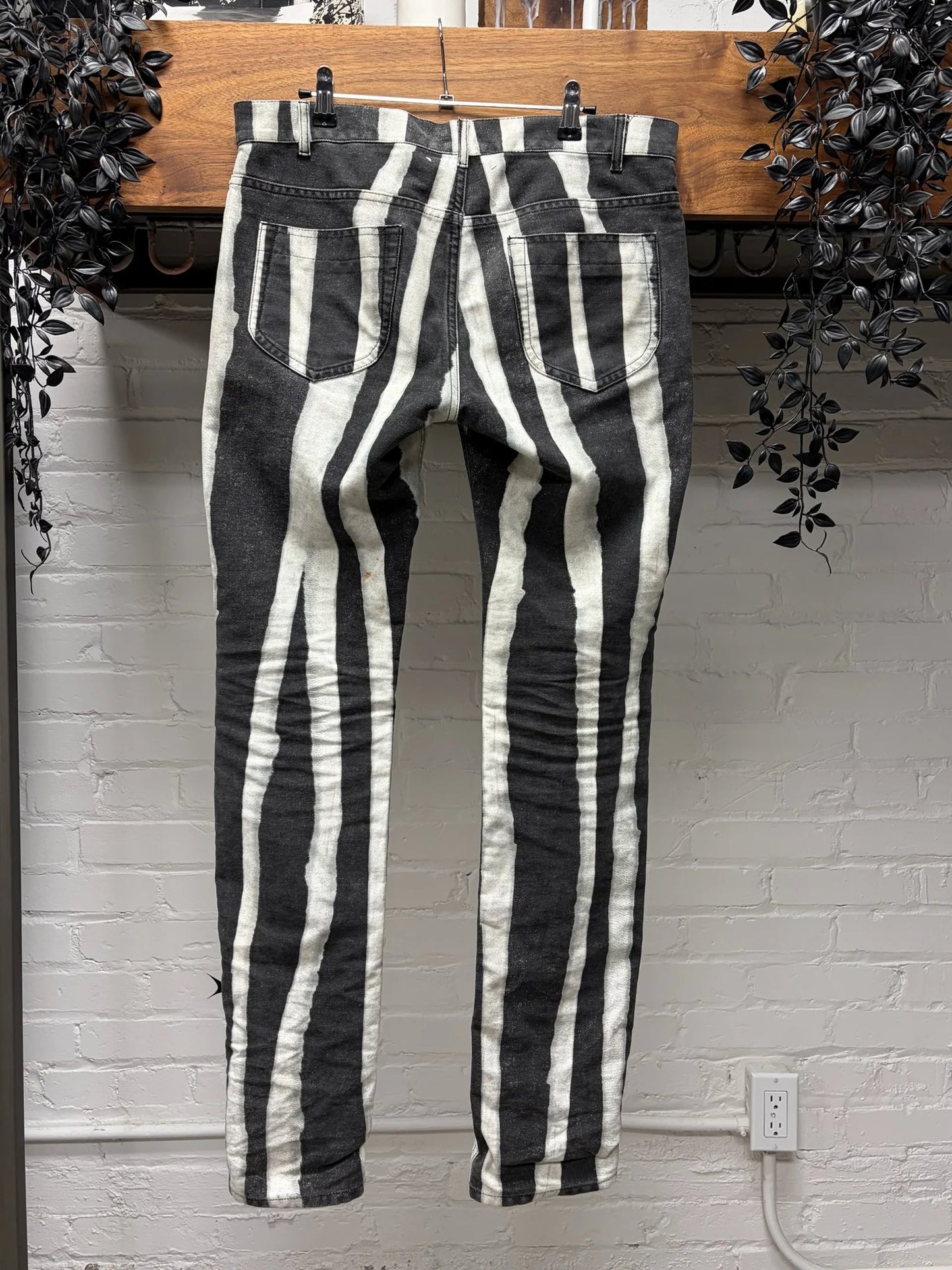 AW2010 Maison Margiela ‘Zebra’ Black/White Striped Skinny Jeans