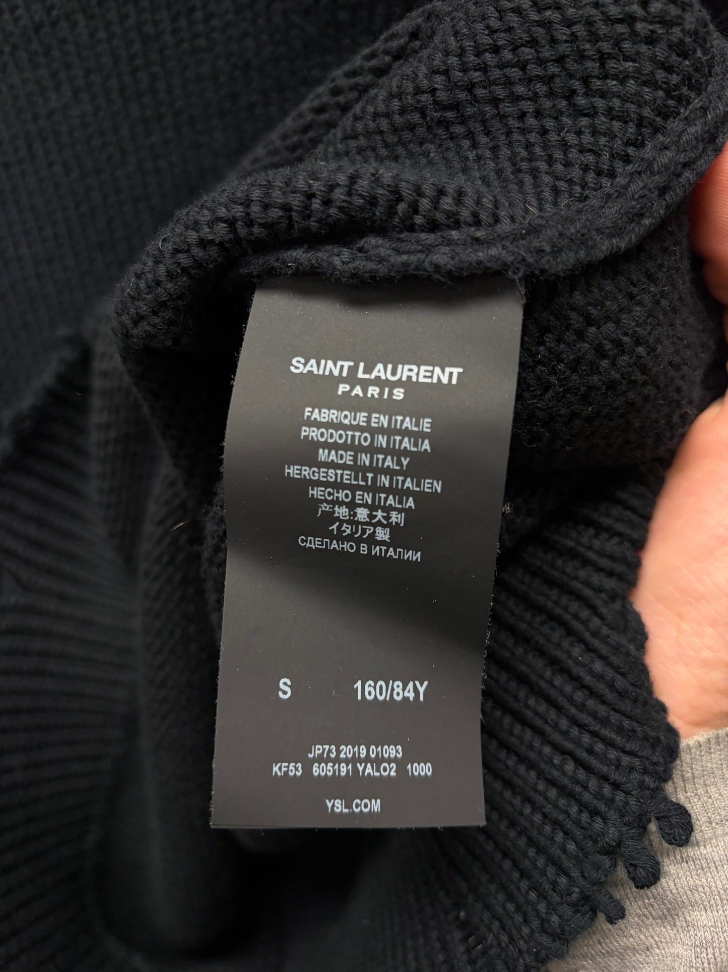 2019 Saint Laurent Distressed ‘Raw Hem’ Wool Knit Sweater