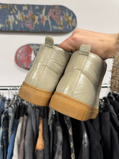 Balenciaga ‘Arena’ Calfskin Leather Grey/Gum Sole High Top Sneakers