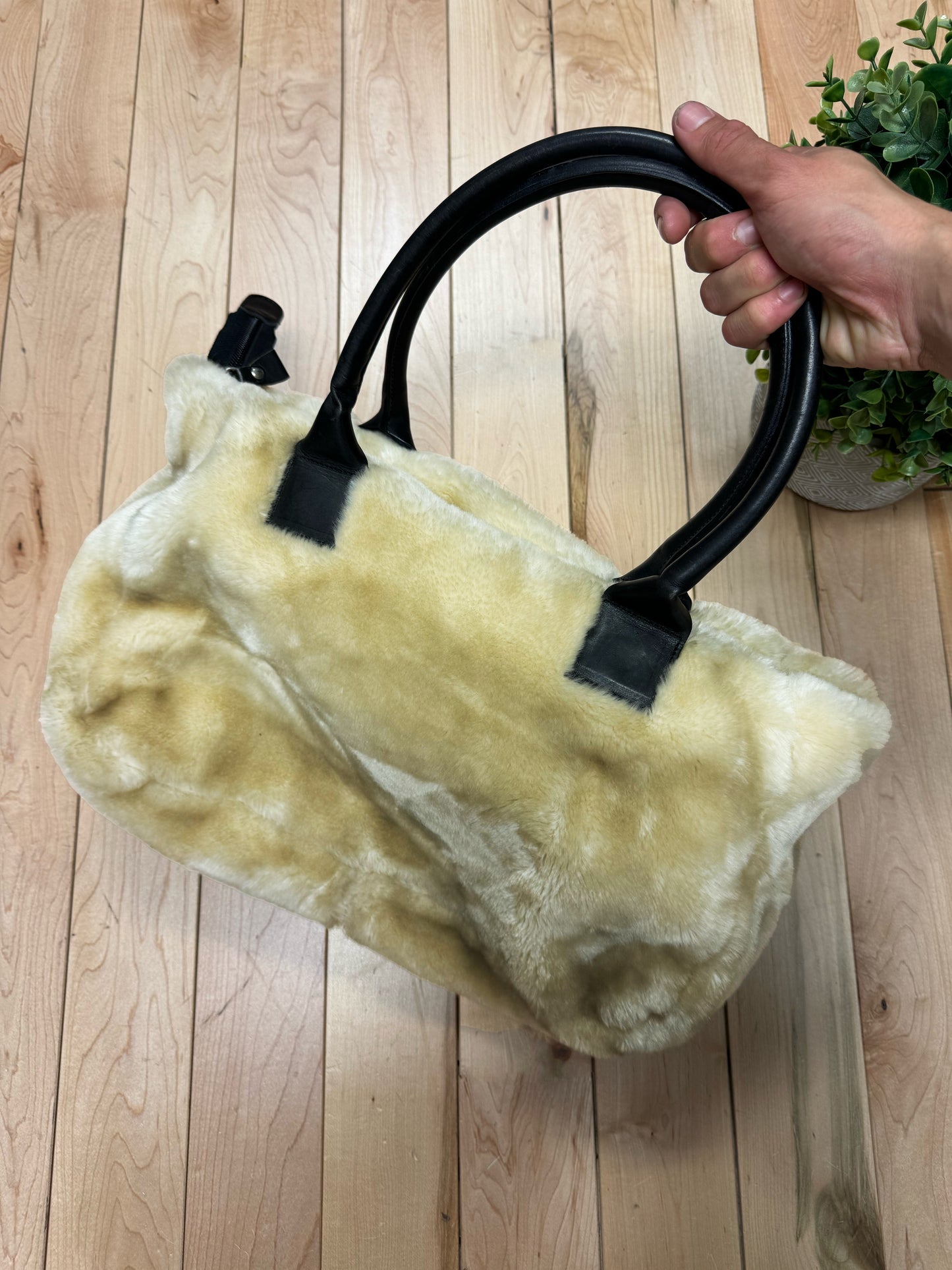 2000s Dolce & Gabbana Faux Fur Handbag + Hip Clutch