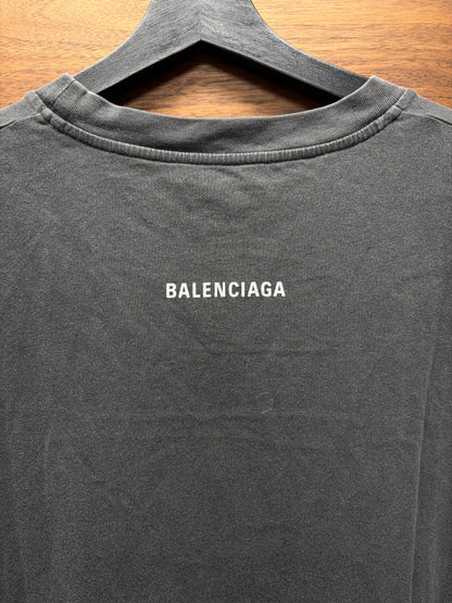 SS2017 Balenciaga ‘Paris Skyline’ Washed Black Cotton Graphic T-Shirt