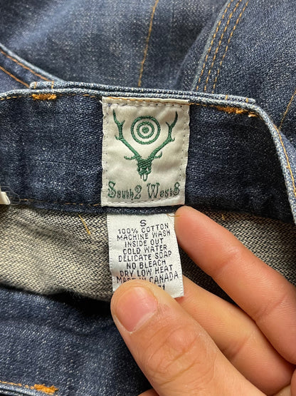 South2West8 Indigo Blue Wide Cut Carpenter Denim