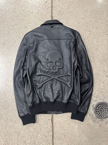 Mastermind Japan Embossed ‘Skull Logo’ Calfskin Leather Jacket