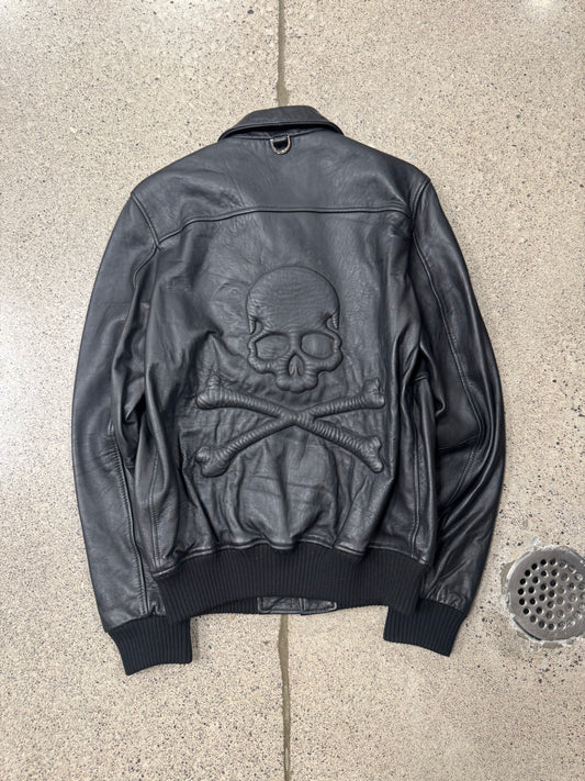 Mastermind Japan Embossed ‘Skull Logo’ Calfskin Leather Jacket