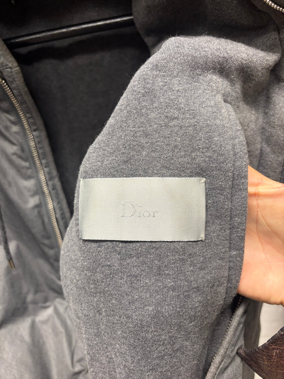 Dior Homme Grey Winterized Jacket with Hoodie Lined Interior