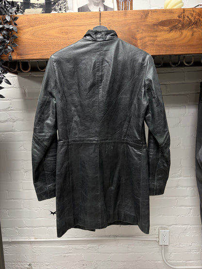 Gucci Stone Grey Calfskin Leather High Neck Zip Fencing Jacket