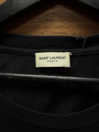 2017 Saint Laurent Blue Cursive Logo T-Shirt