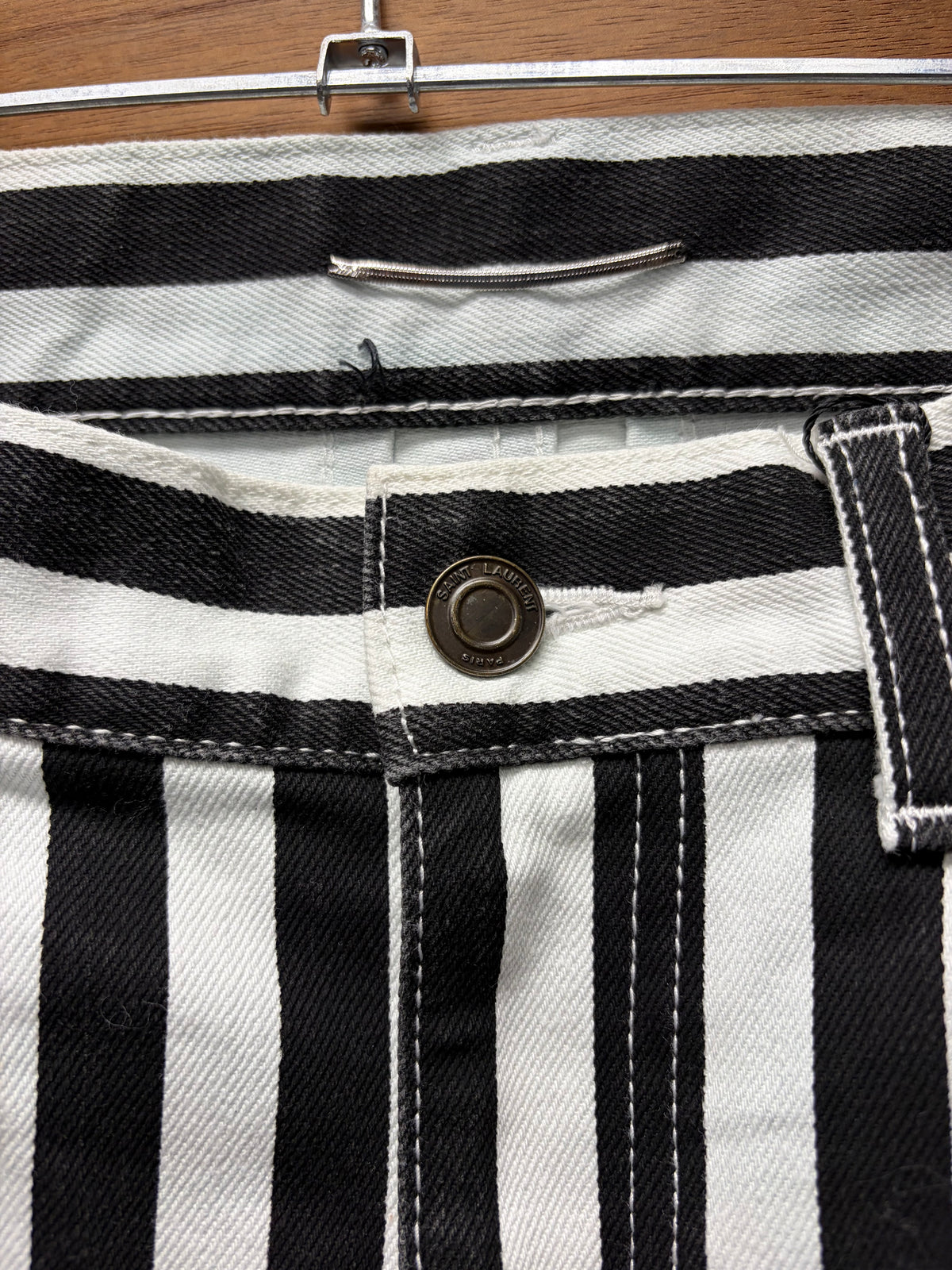 Saint Laurent by Hedi Slimane Striped Black/White 'D02' Skinny Jeans