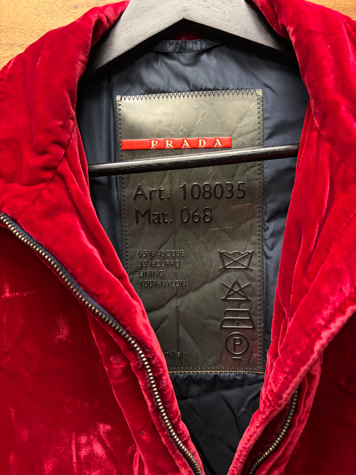 Vintage Prada Sport Crushed Velour Jacket with Nylon Shell Interior
