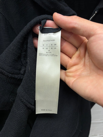 Rick Owens ‘Jason’ Natural Cotton Black Zip-Up Hoodie