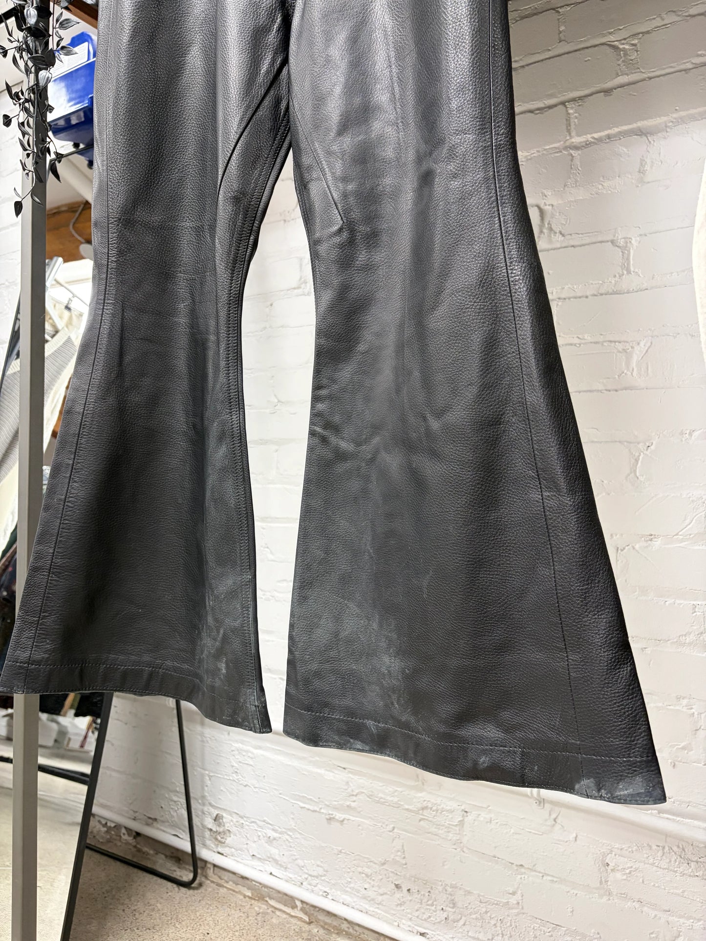AW2022 Rick Owens ‘Strobe’ Flared Lambskin Leather Pants