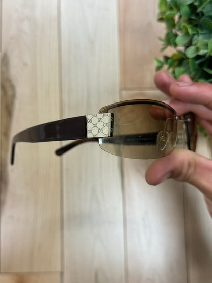 Gucci GG Monogram Brown Tinted Rimless Sunglasses
