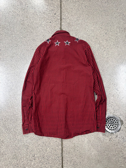 2010s Givenchy ‘Stars’ Red/Black Plaid Button Down Shirt