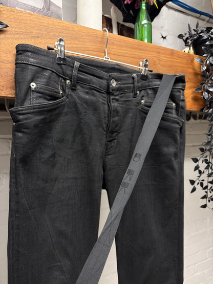 Rick Owens ‘Tyrone’ Bootcut Flared Leg ‘SBF’ Waxed Black Denim