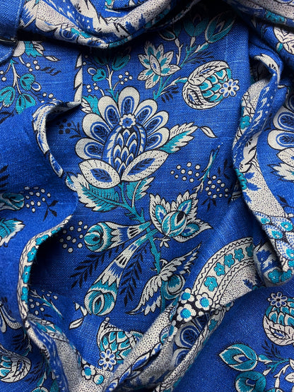 Bode American Linen Floral Print Wide Leg Trousers