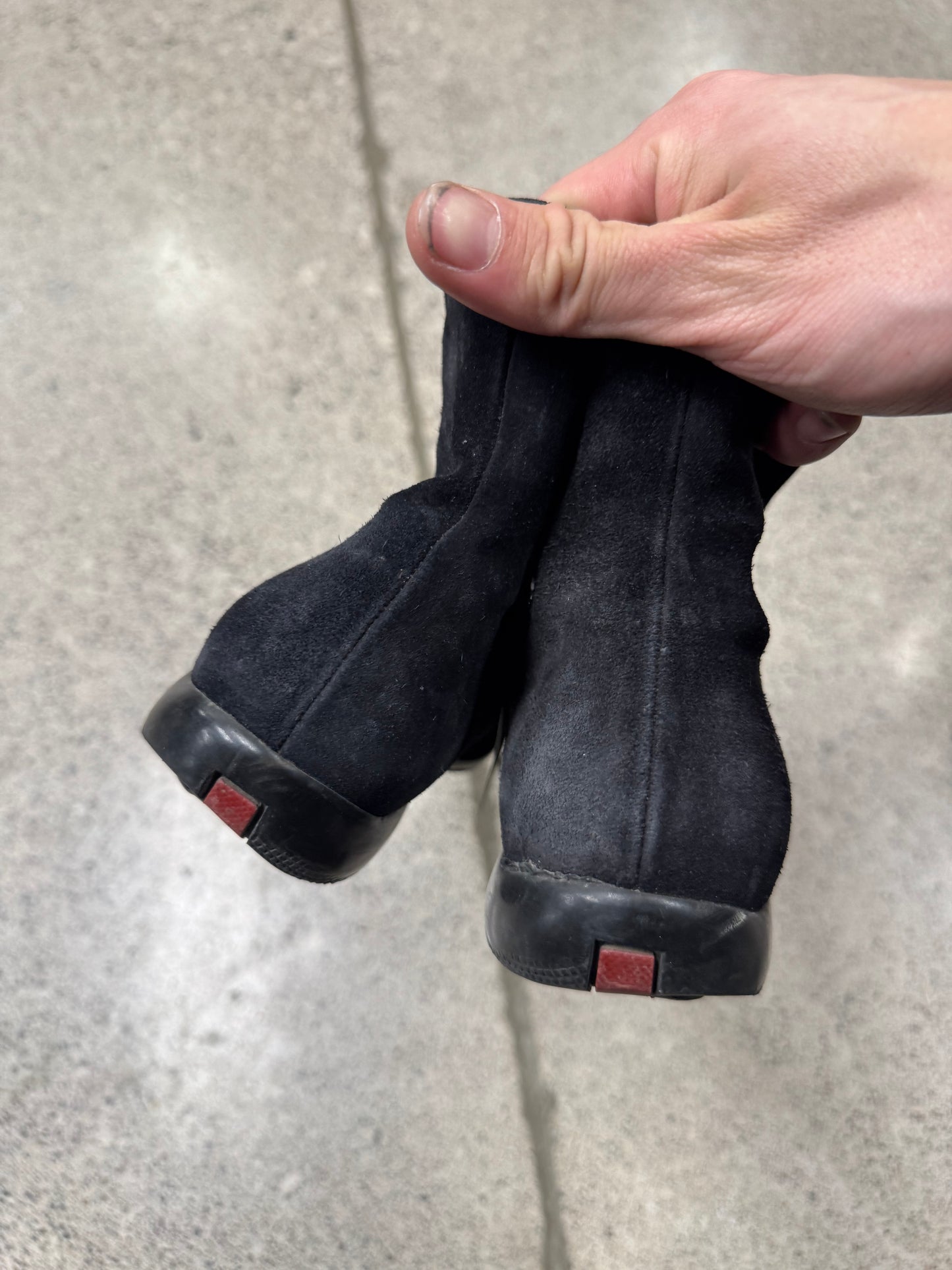 2000s Prada Sport Suede Zip Up Ankle Boots