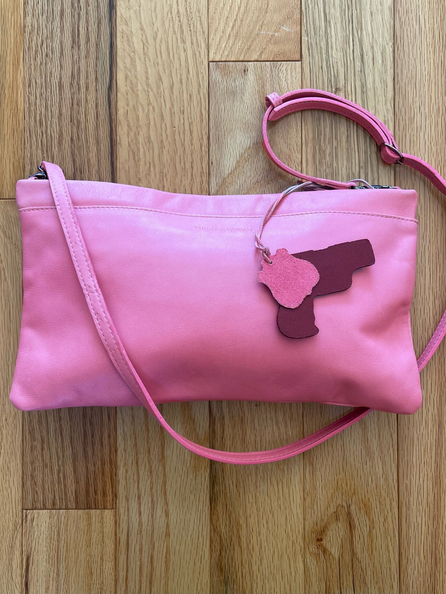 Vlieger & Vandam Pink Leather ‘Gun’ Guardian Angel Crossbody Bag.