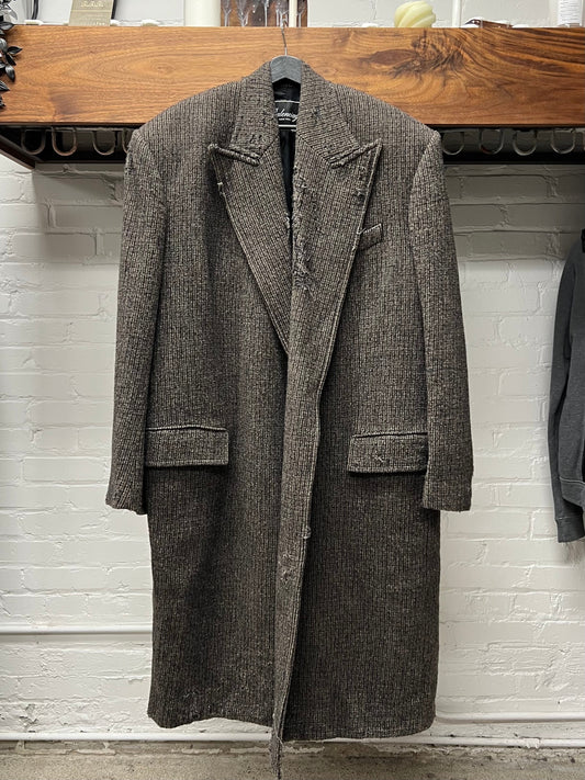 AW2021 Balenciaga Oversized ‘Shoulder-Pad’ Wool/Tweed Distressed Overcoat
