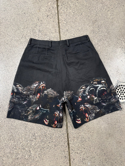 AW2016 Givenchy ‘Screaming Monkeys’ Baboon Print Pleated Shorts