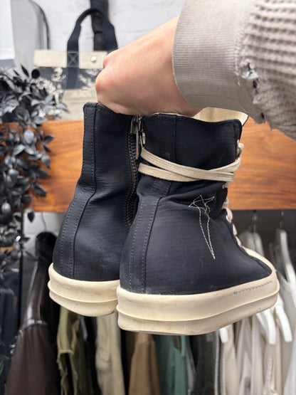 Rick Owens Black Canvas Pentagram ‘Ramones’ High Top Sneakers