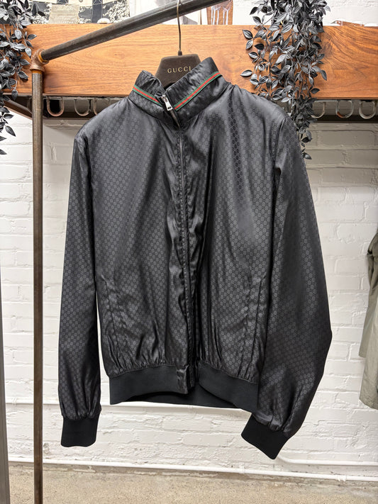 2010s Gucci ‘GG Interlock Monogram’ Black Track Jacket with Jersey Cotton Liner