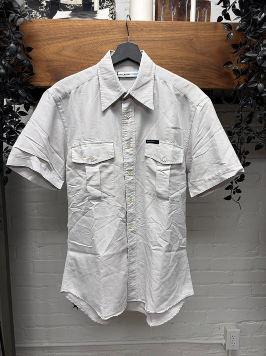 1990s Saint Laurent Jeans ‘Pocket Logo’ Button Up Work Shirt