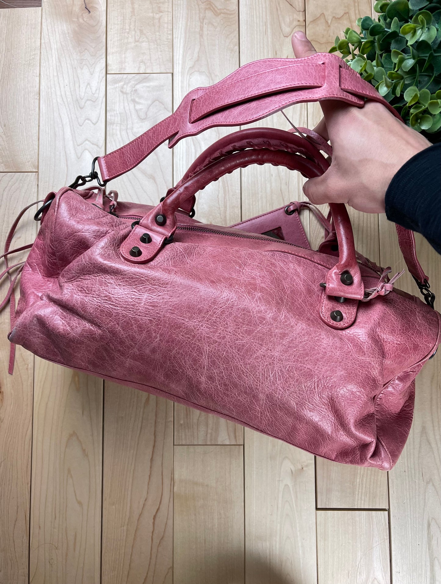 Balenciaga Twiggy Pink Leather City Bag