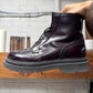 Prada ‘Spazzolato’ Brogue Dark Purple Leather Ankle Boots