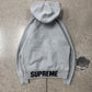 Supreme Ribbing Logo Heather Grey Zip Up Hoodie