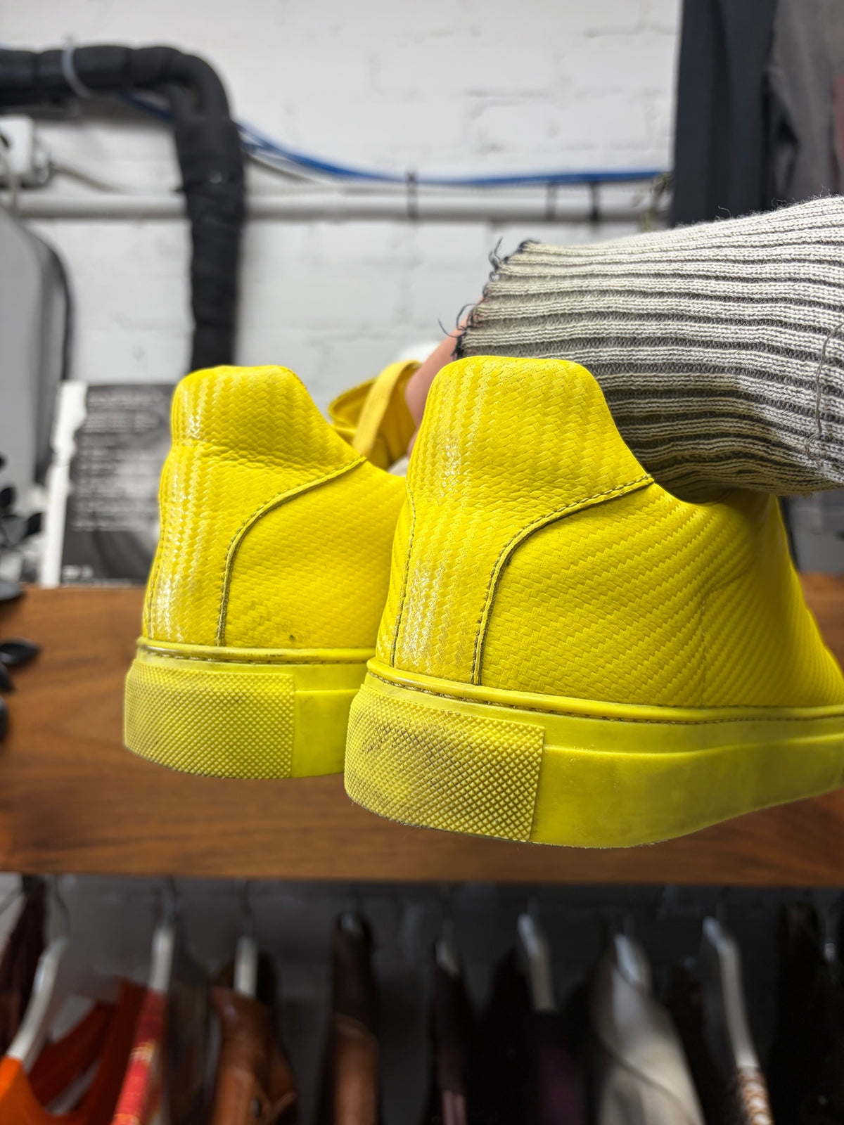 Balenciaga Yellow Lambskin Leather ‘Arena’ Low Top Sneakers