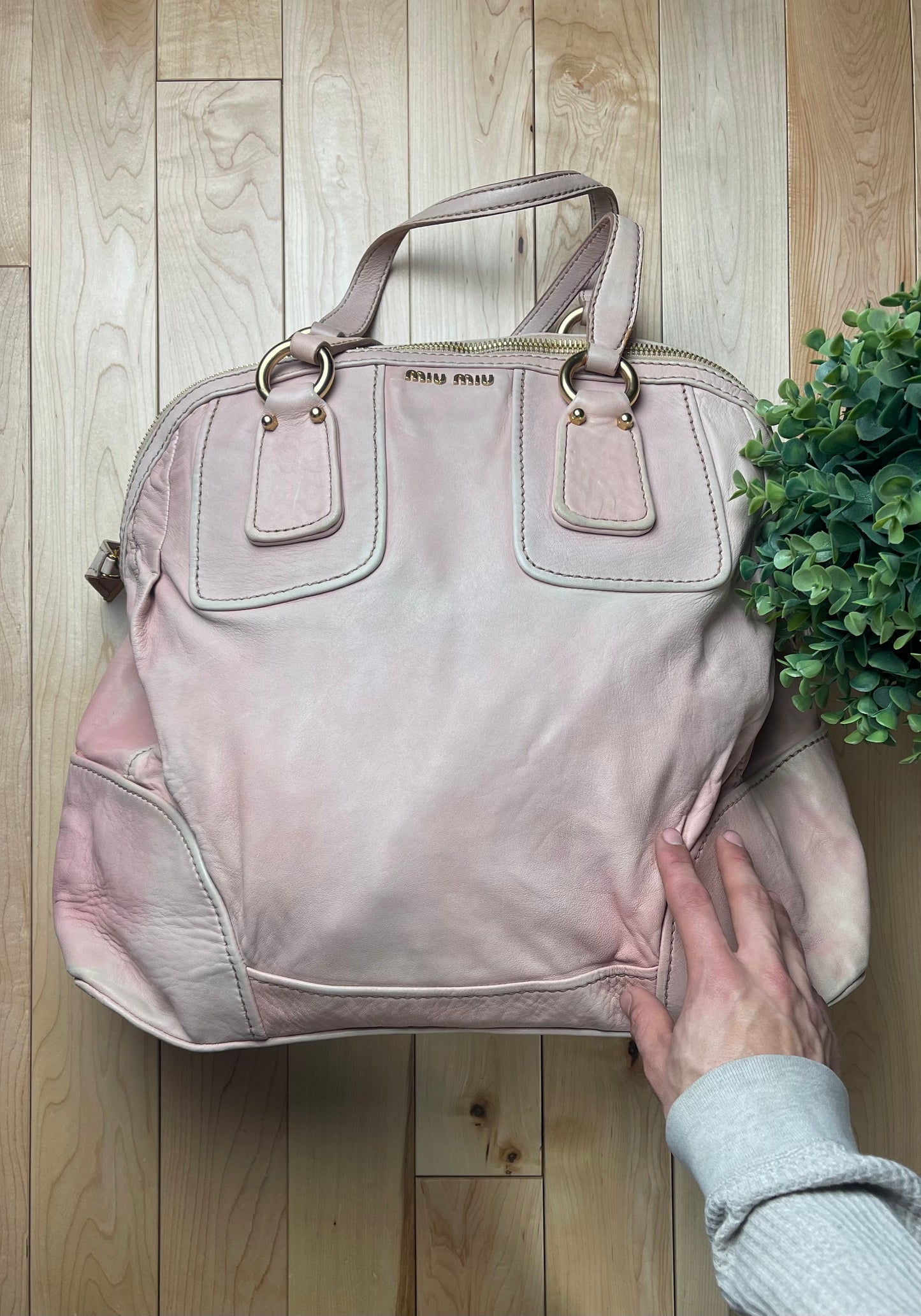 Miu Miu Jumbo Pink Leather Top Handle/Shoulder Bag