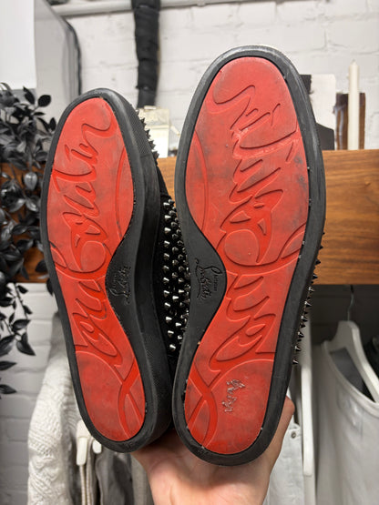 Christian Louboutin ‘Junior Spike’ Black/Red Bottom High Top Sneakers