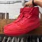 Balenciaga ‘Cote’ Pleated Red Leather High Top Sneakers