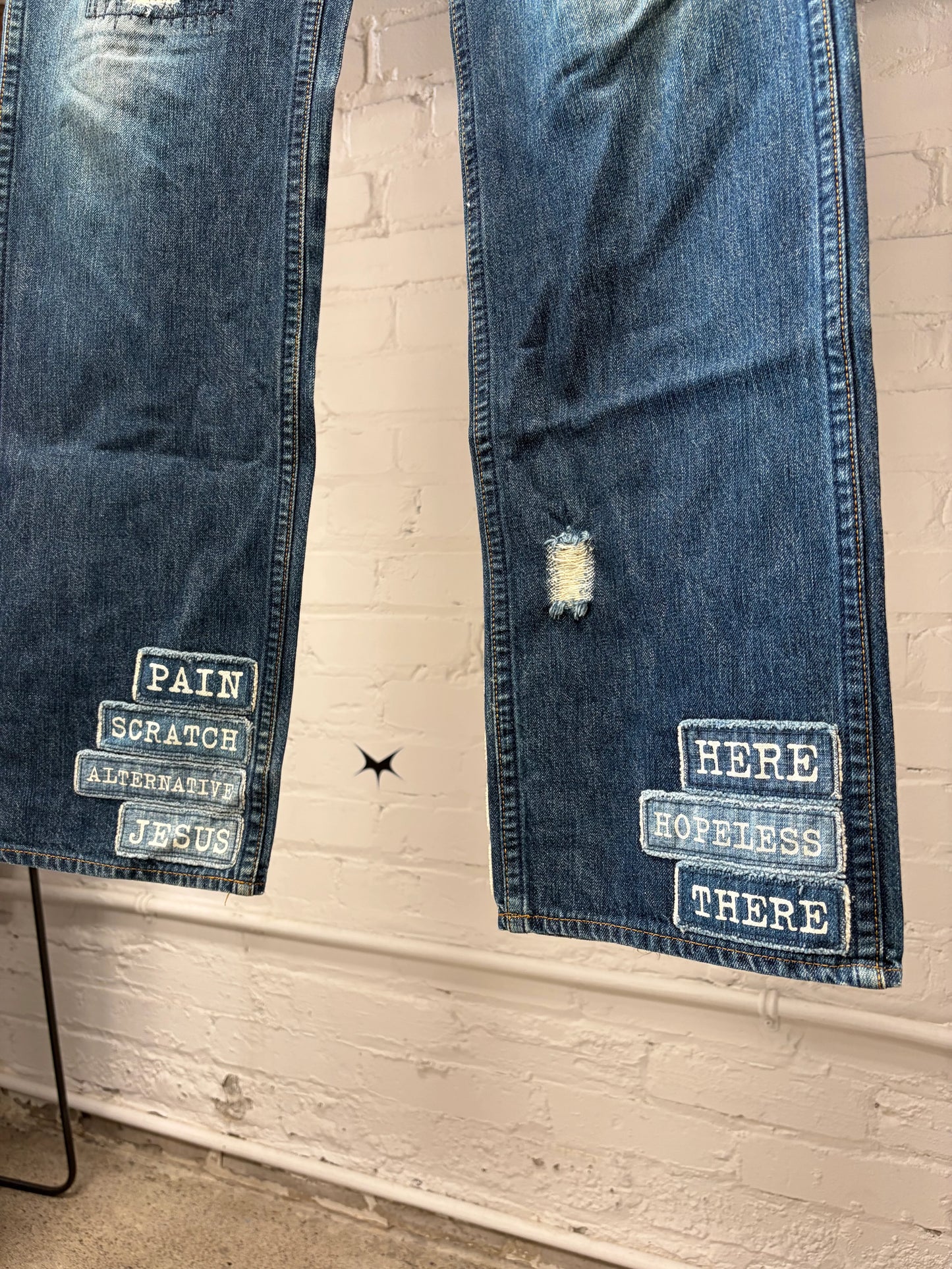 AW2004 Number (N)ine ‘Give Peace a Chance Patchwork Denim