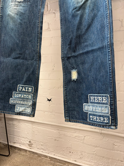 AW2004 Number (N)ine ‘Give Peace a Chance Patchwork Denim