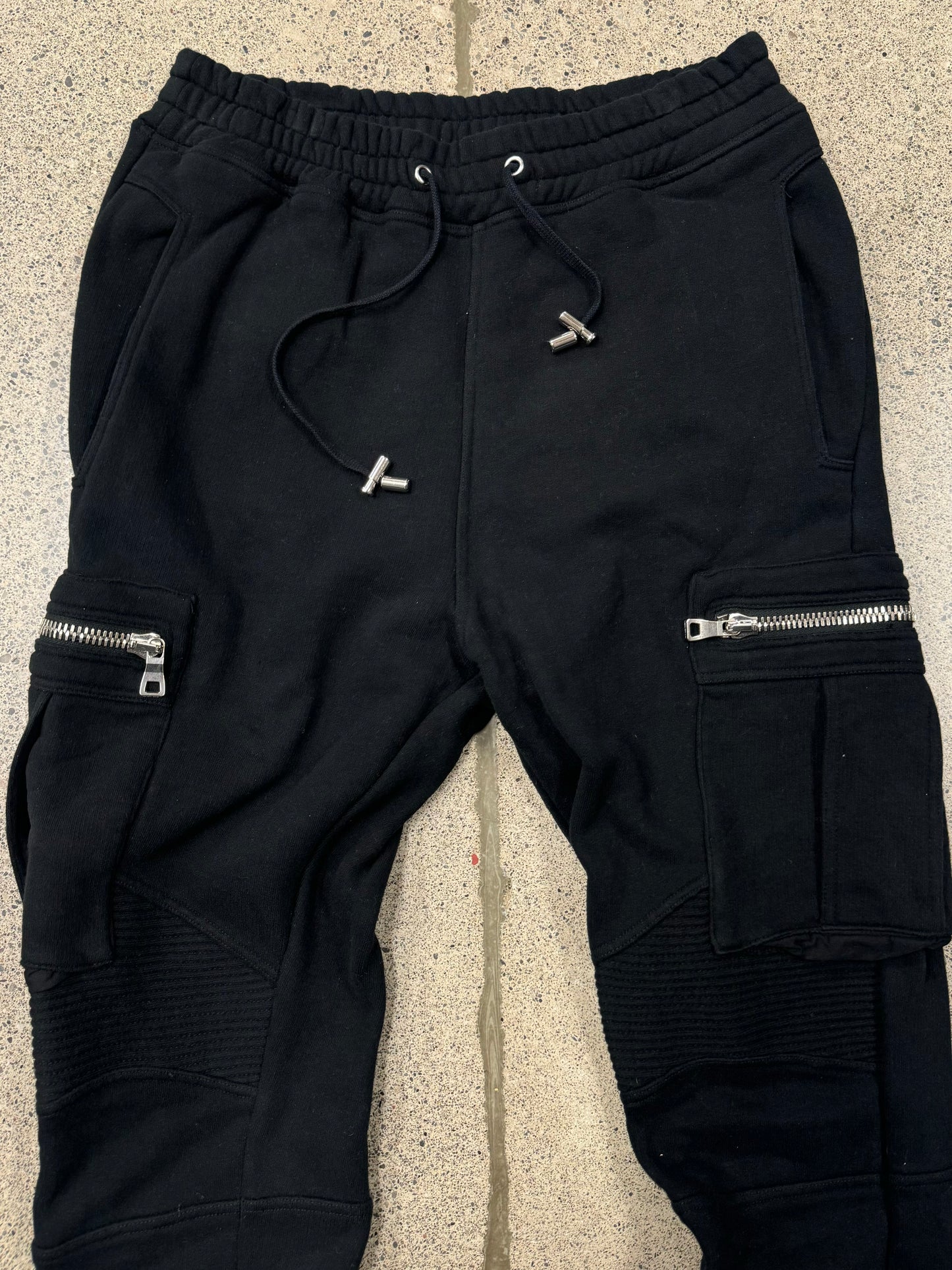 Balmain Decarnin Era Black Cotton ‘Biker’ Sweatpants