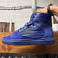 Balenciaga ‘Cote’ Pleated Blue Leather High Top Sneakers