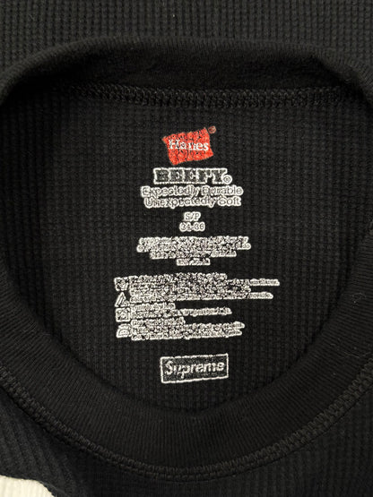 AW2024 Supreme x Hanes ‘Skeleton’ Thermal Black Long Sleeve Shirt
