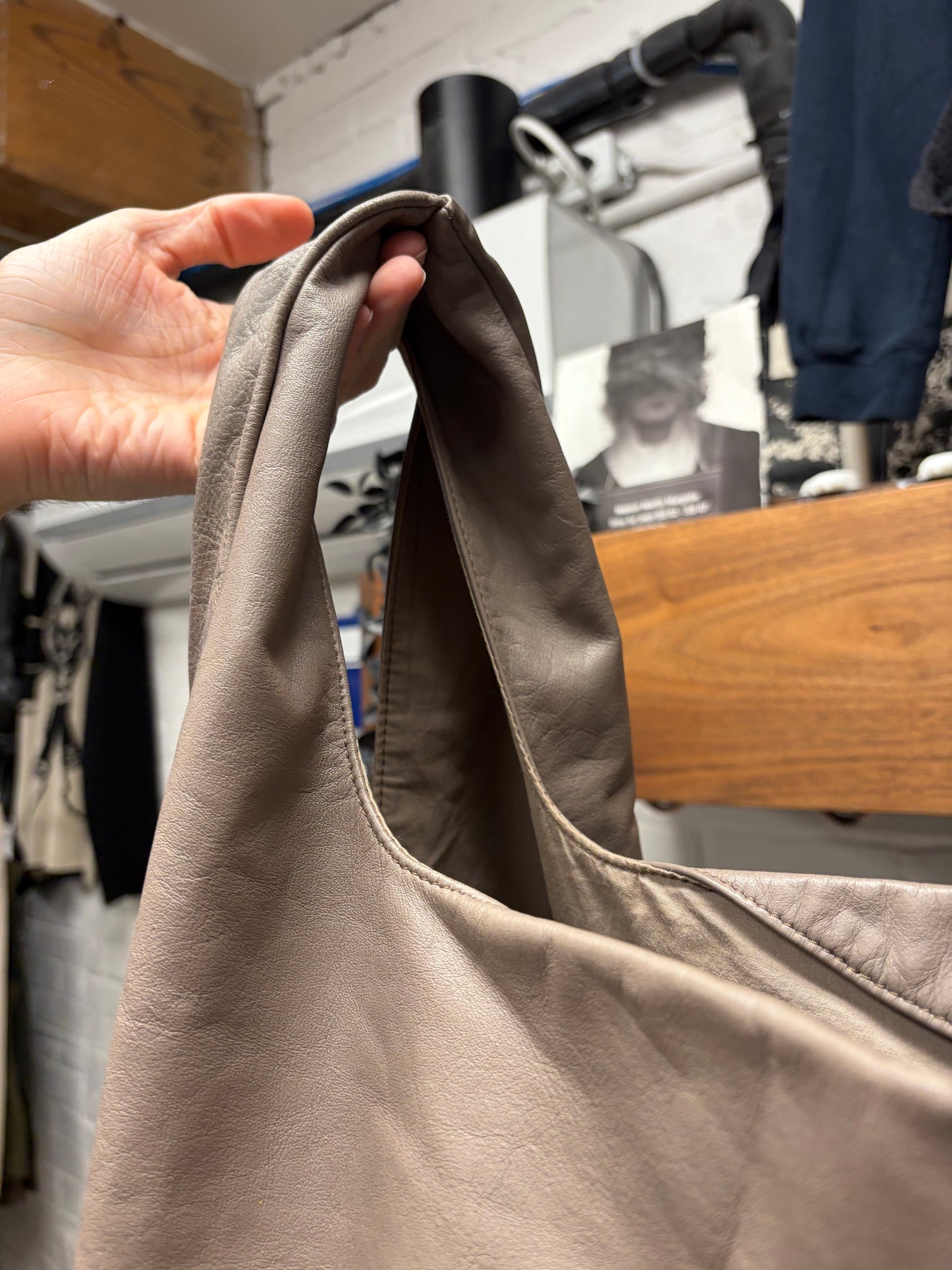 Margiela Brown Leather Oversized Jumbo Shopper/Tote Bag