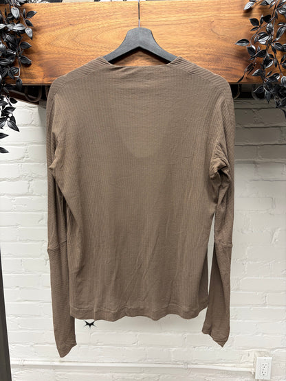Haider Ackermann Sheer Scoop Neck Brown Cotton Long Sleeve Shirt