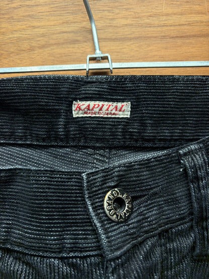 Kapital Black Corduroy ‘Buckle Back’ Straight Leg Denim