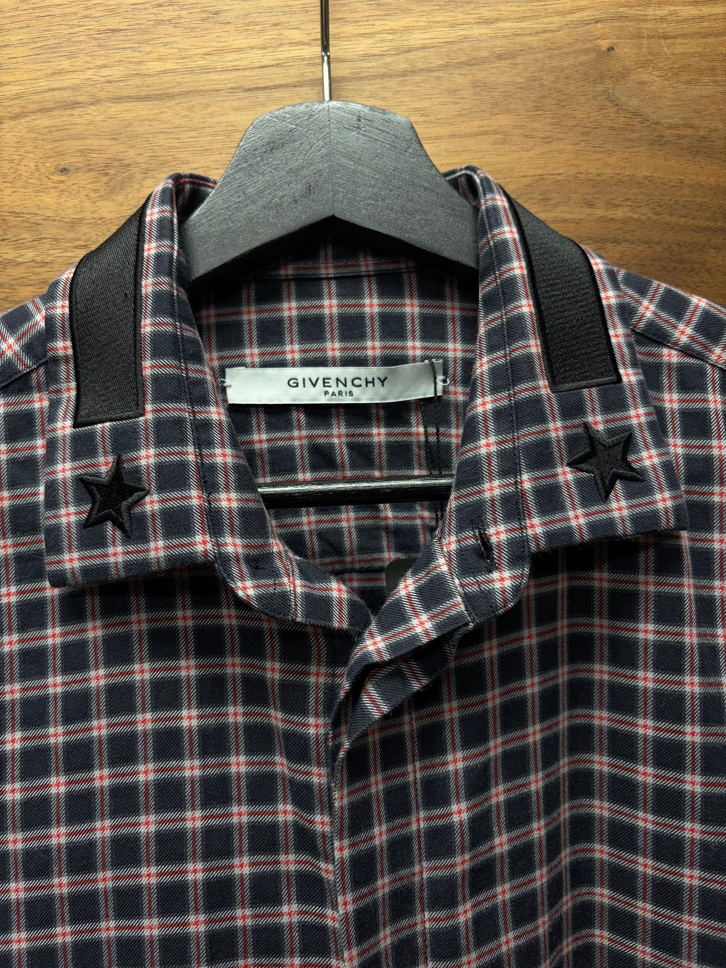AW2015 Givenchy Plaid ‘Star Patch’ Embroidered Flannel Shirt