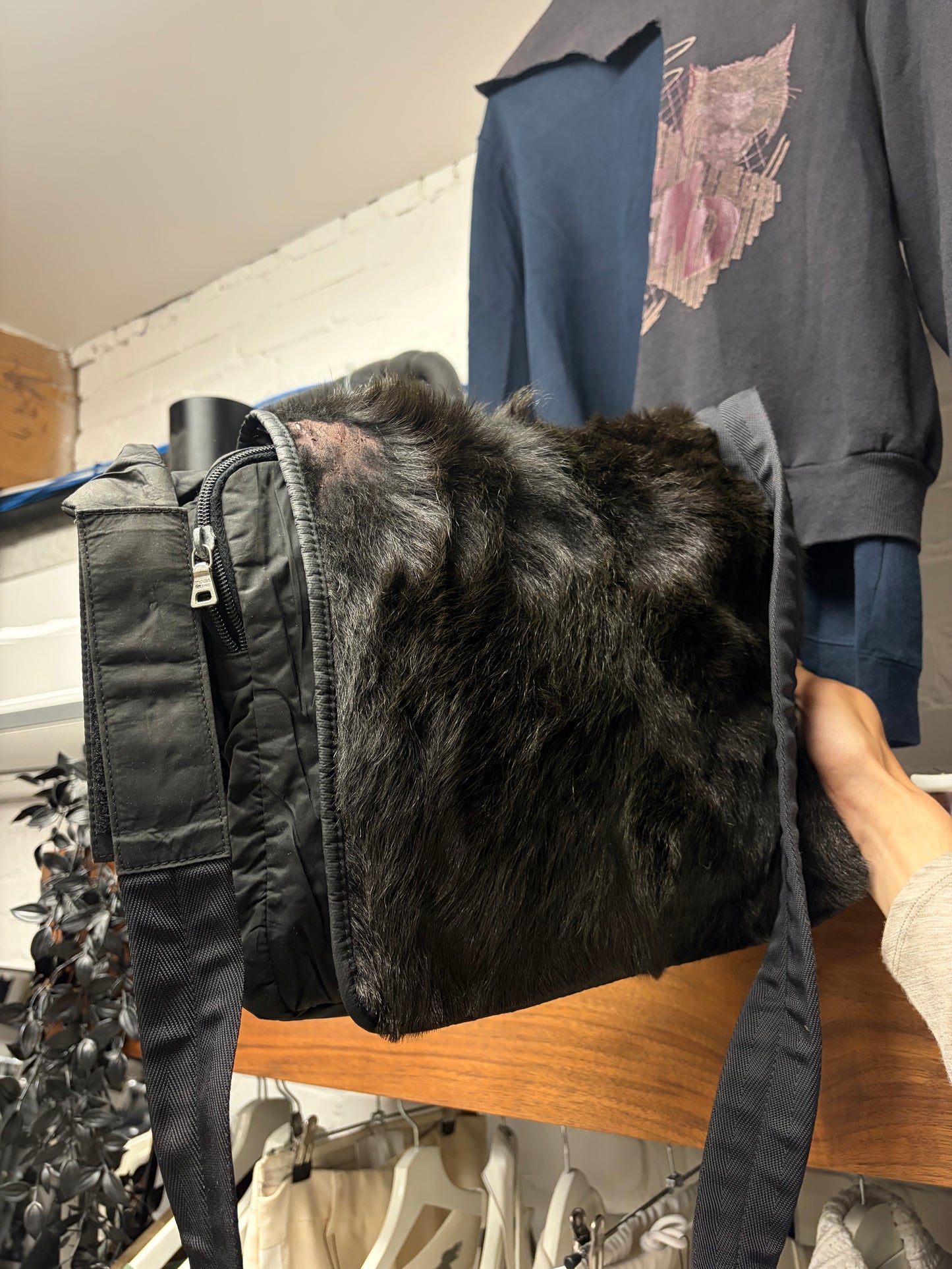 AW1999 Prada Sport ‘Goat Fur’ Brown Nylon Crossbody Messenger Sling Bag