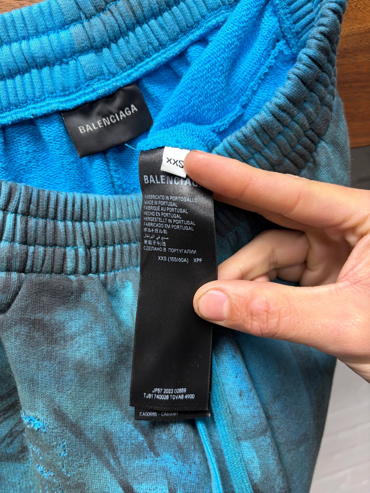 SS2023 Balenciaga ‘Skater’ Blue Graffiti Wide Leg Drawstring Sweatpants