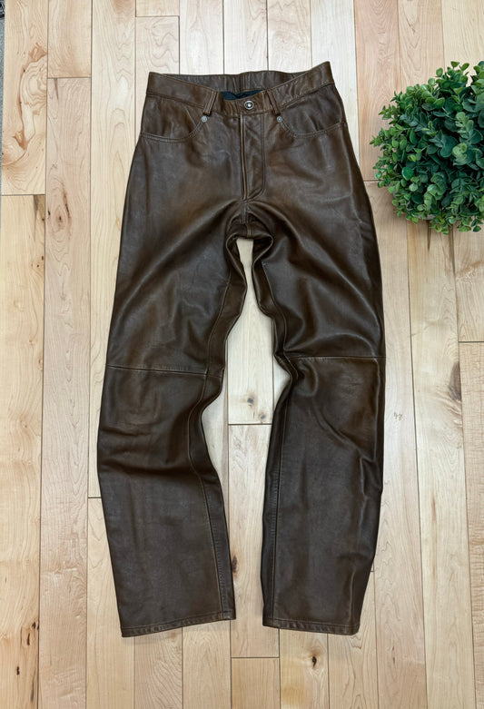 Vintage 1990s Jean Paul Gaultier Dark Brown Calfskin Leather Pants