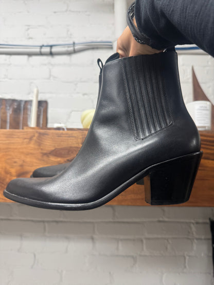 Helmut Lang Calfskin Leather ‘Cuban’ Heel Pointed Toe Boots